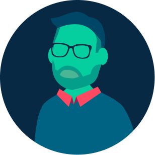 illustration of worker in larger grid of items